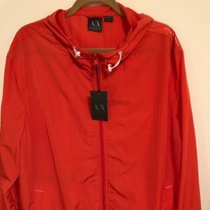 Armani exchange light windbreaker in orange.